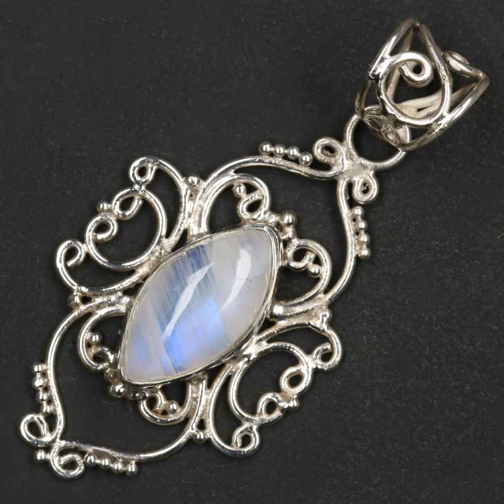 Edel verzierter Mondstein Silberschmuck Anhänger Handarbeit Damen Schmuck