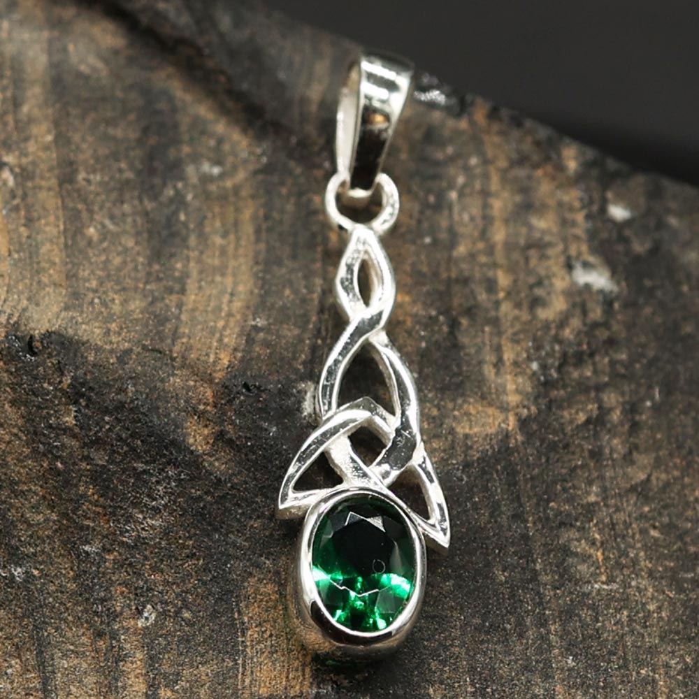 Kelten Zirkonia grün Anhänger 925 Silber online bestellen