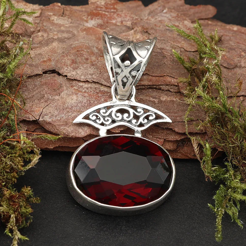 Granat Steinschmuck Anhänger 925 Silber