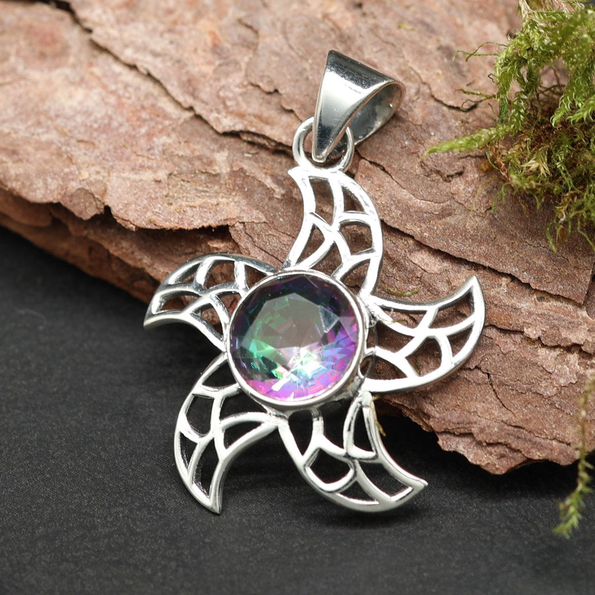 Sonnen 925 Silber Edelstein Anhänger Designer Schmuck Magic Quartz