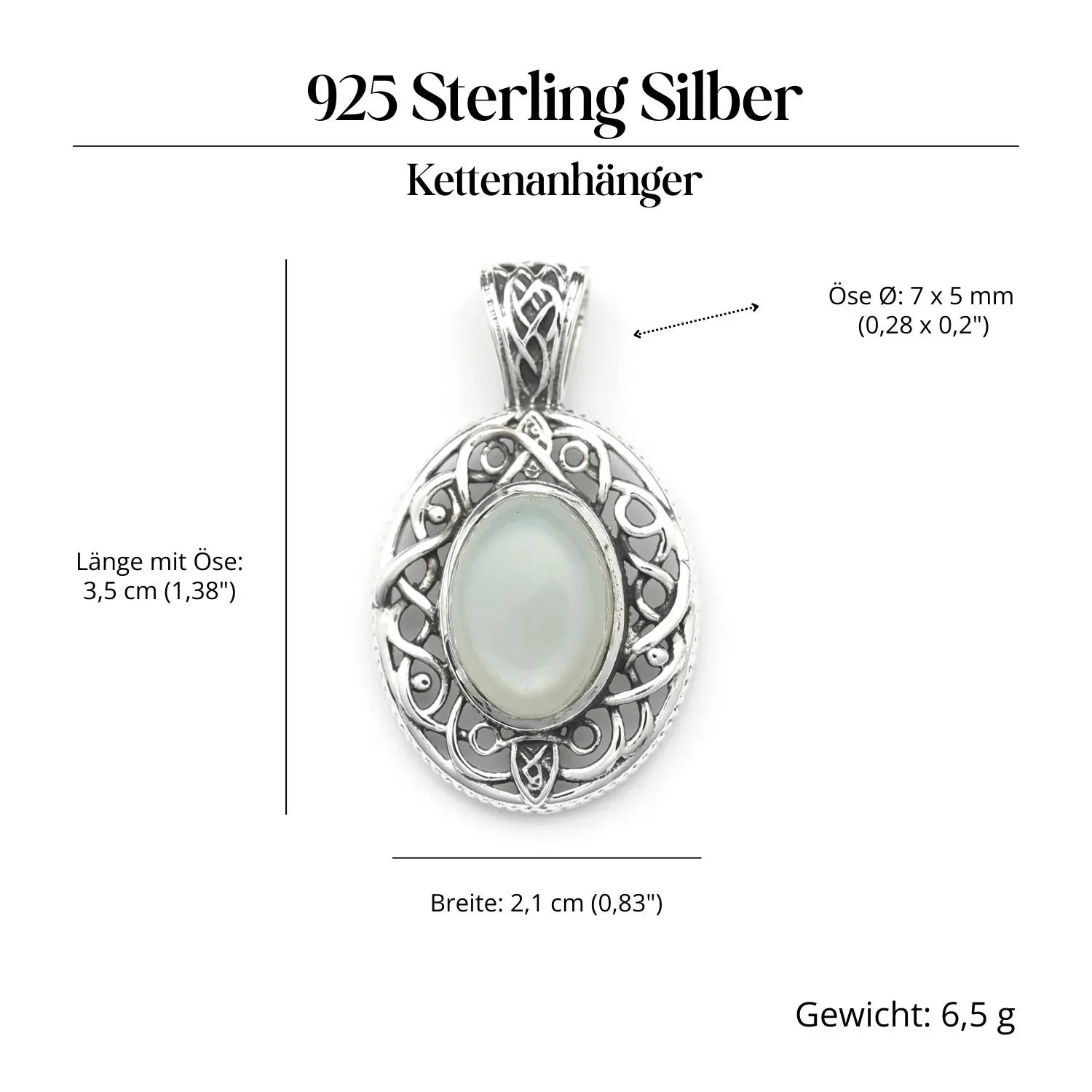 Mondstein keltisch Edelstein Anhänger Silber Steinschmuck 925 Sterlingsilber