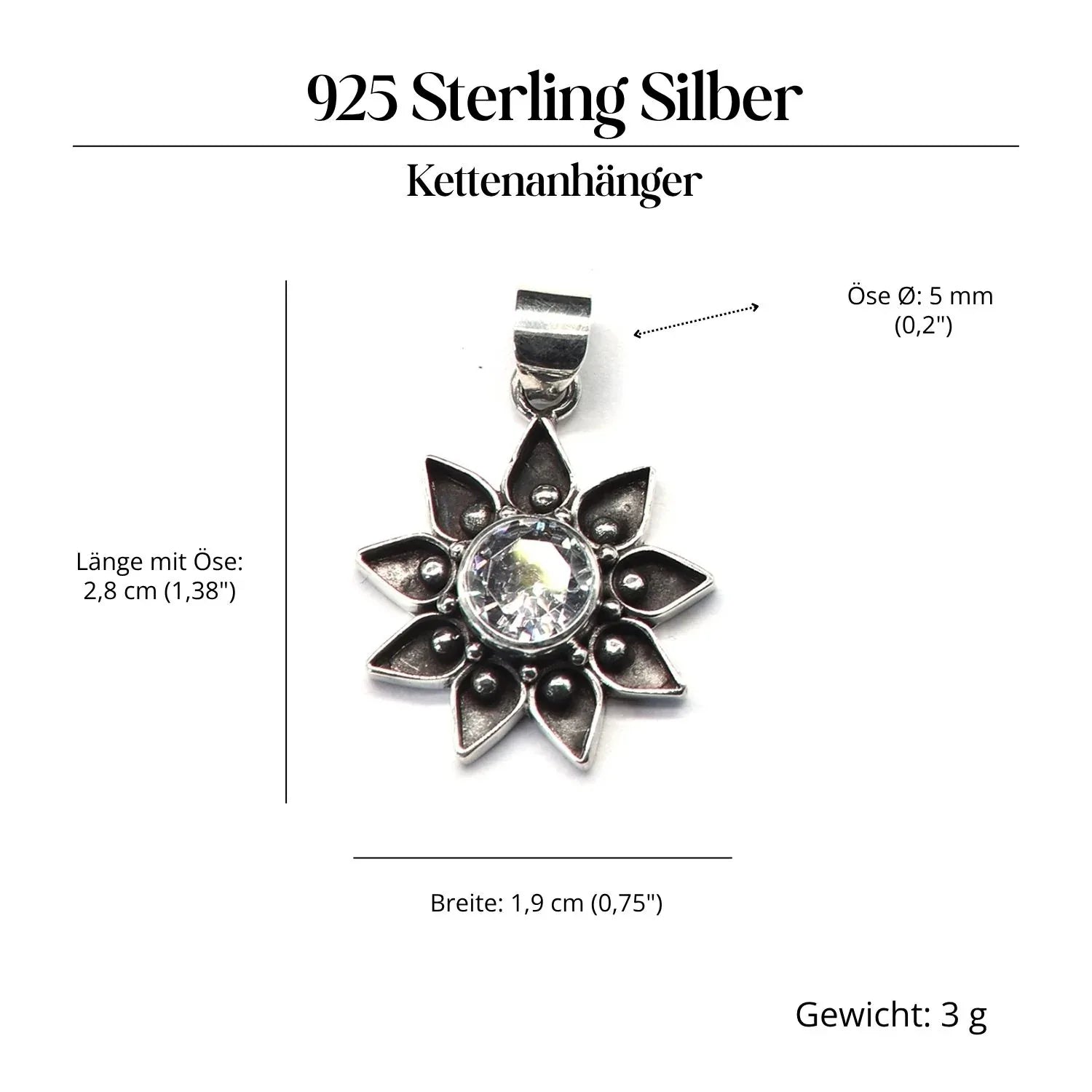 Zirkonia glasklar Anhänger Silber Kettenanhänger Edelstein zeitlos