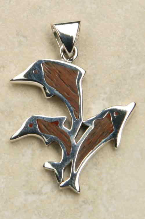 Holz Silber Delfin Anh