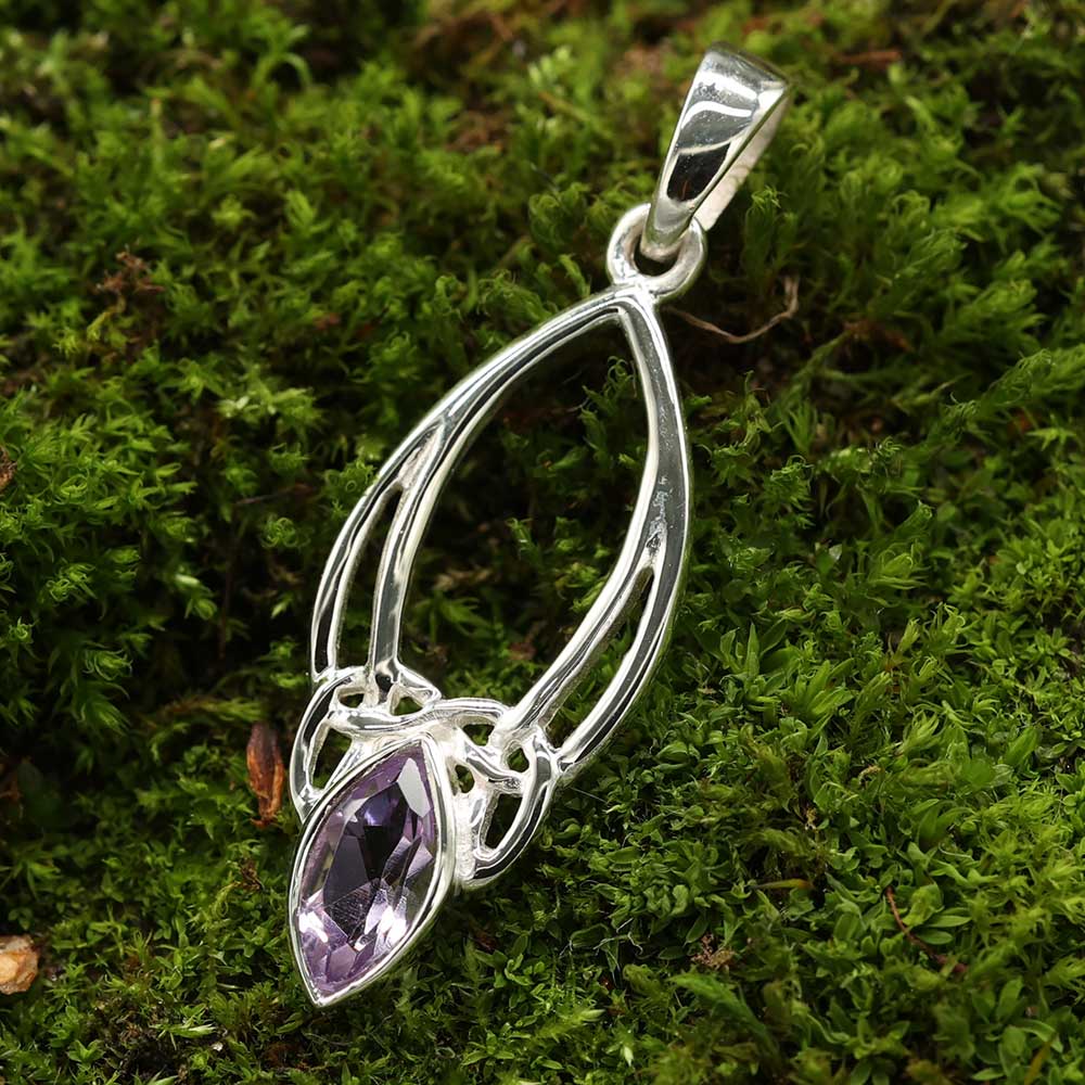 Amethyst Silber Anhänger keltischerknoten Kettenanhänger Sterlingsilber