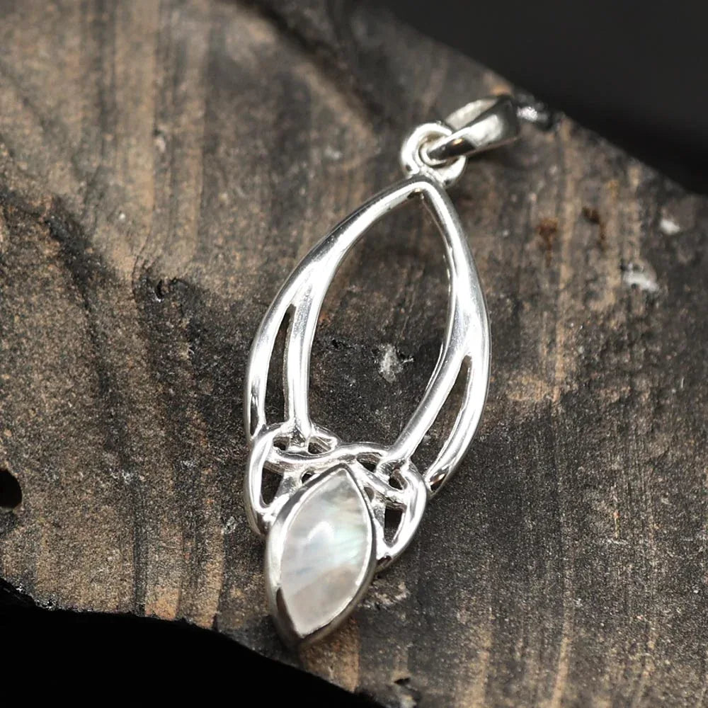 Kelten Edelstein Anhänger mit Mondstein 925 Silber edler Anhänger