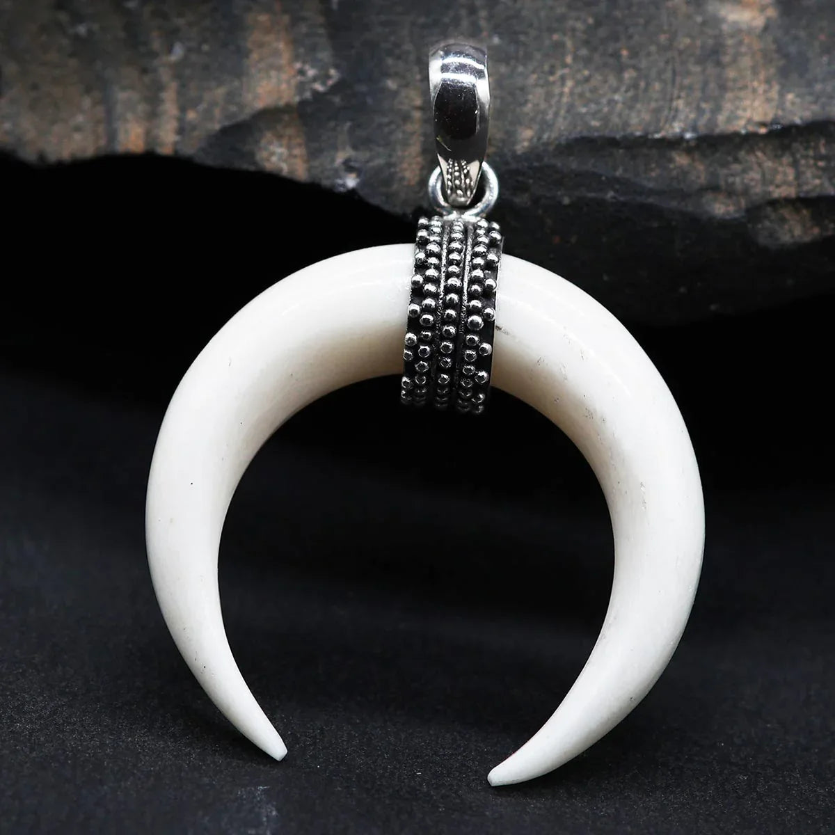 Sichel Knochen Anhänger 925 Silber Handarbeit edel