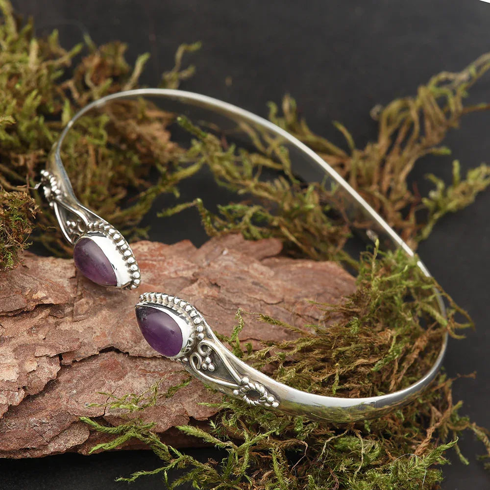 Amethyst Edelstein Armreif 925 Sterlingsilber Damen Armschmuck