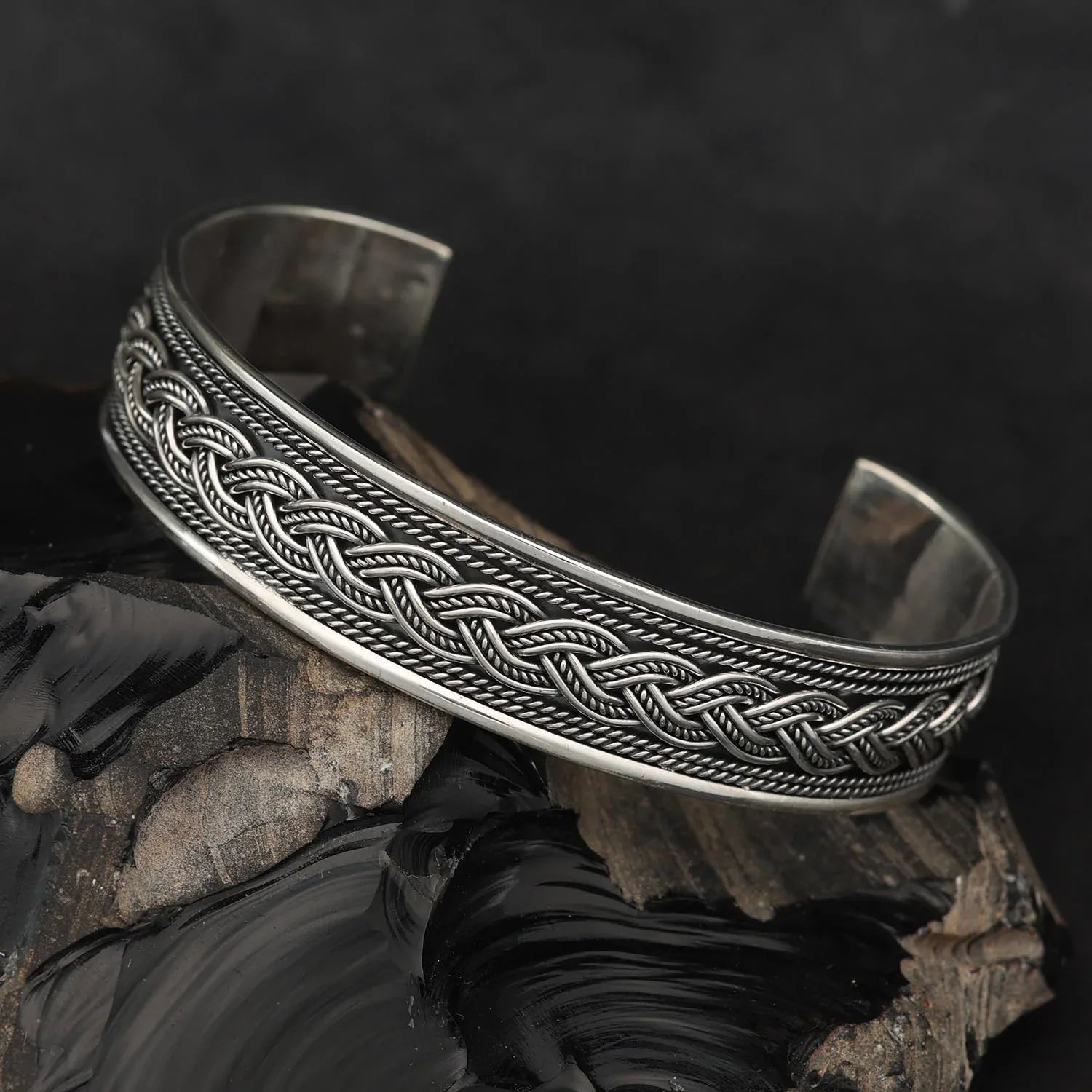 Vintage Silver 925 bangle 有刺鉄線　y2k グランジ Wide Viking bangle arm jewelry, solid silver, order online