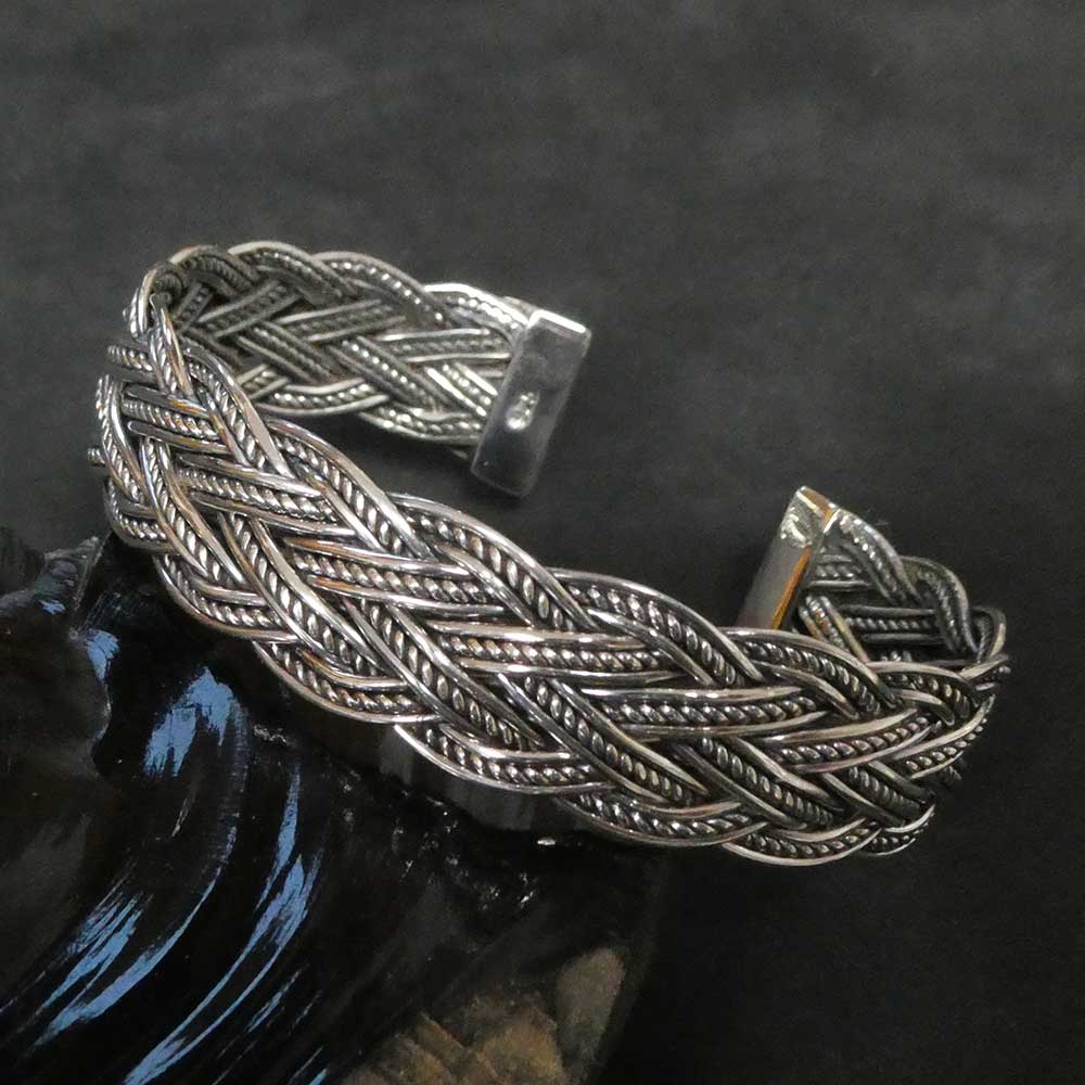 Feiner geflochtener Armschmuck Armspange Silber Armreif