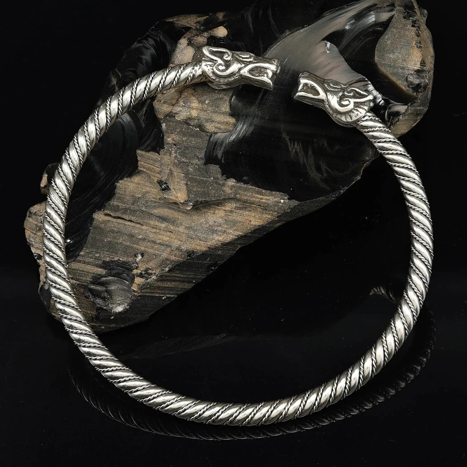 Wikinger Armreif 925 Silber Männer extrem groß Wölfe