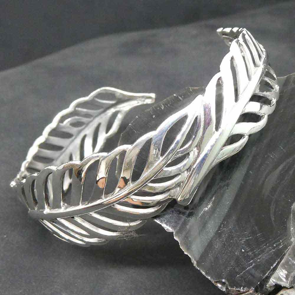 Armschmuck Federn Armreif Silber