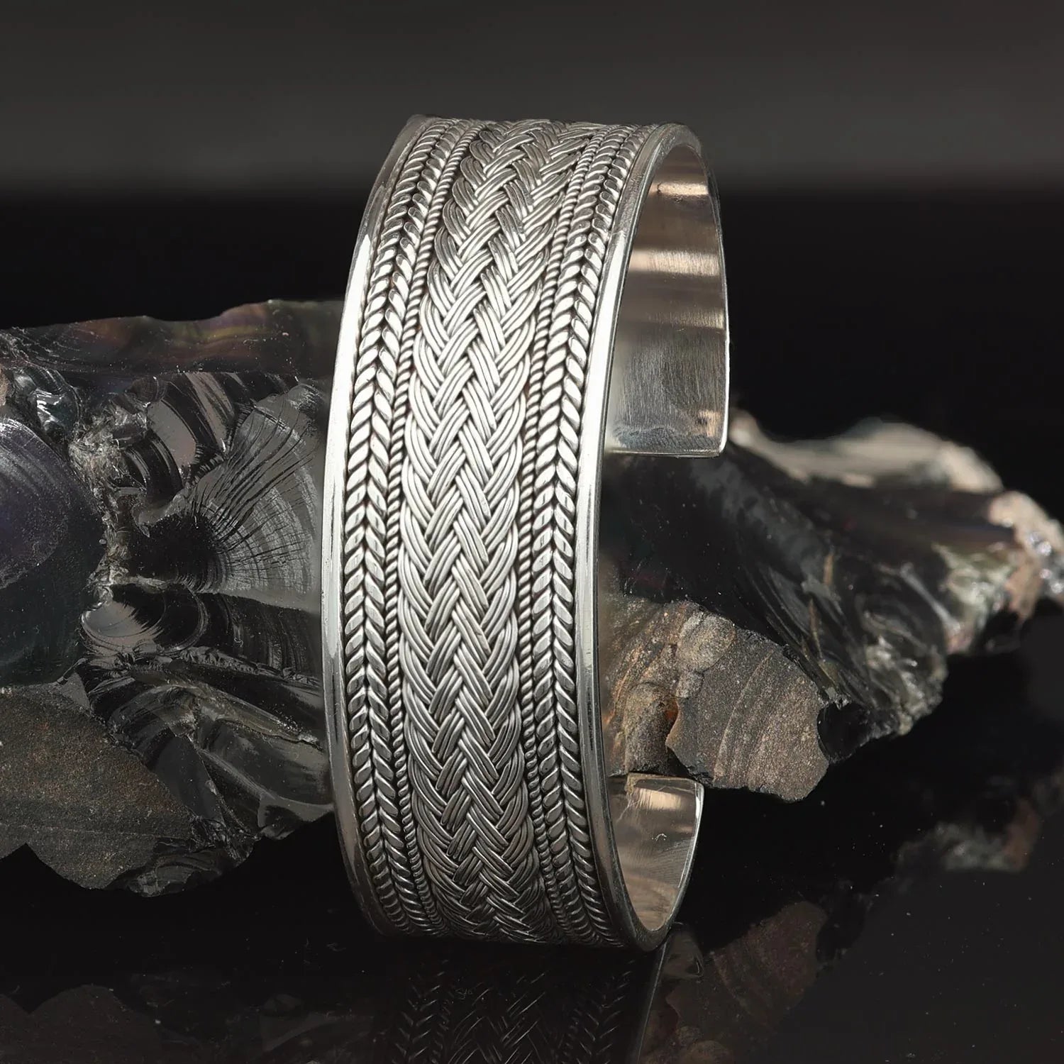 Breiter Armreif 925 Silber Armspange Damen Herren