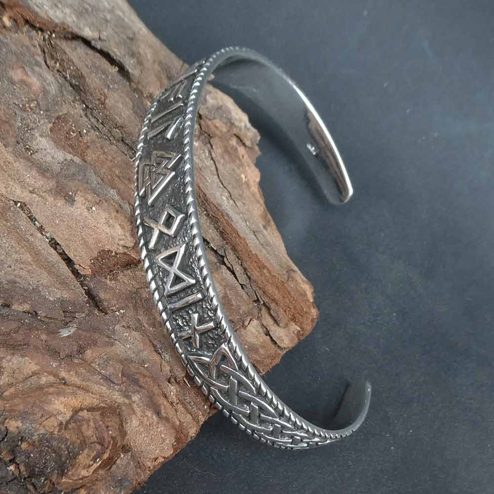 Edler Runen Armreif Valknut Kriger Schutzsymbol 925er Sterlingsilber