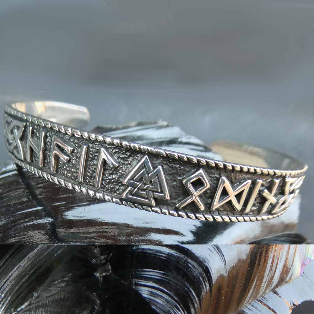 Runen Armreif Valknut Silber Wikinger Armschmuck massiv Sterlingsilber