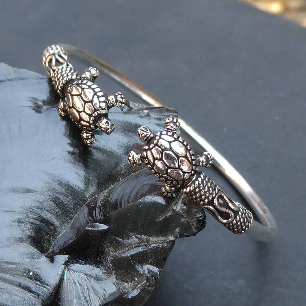 Schildkröte Armreif 925 Silber Armschmuck zeitlos mit Schildkröten