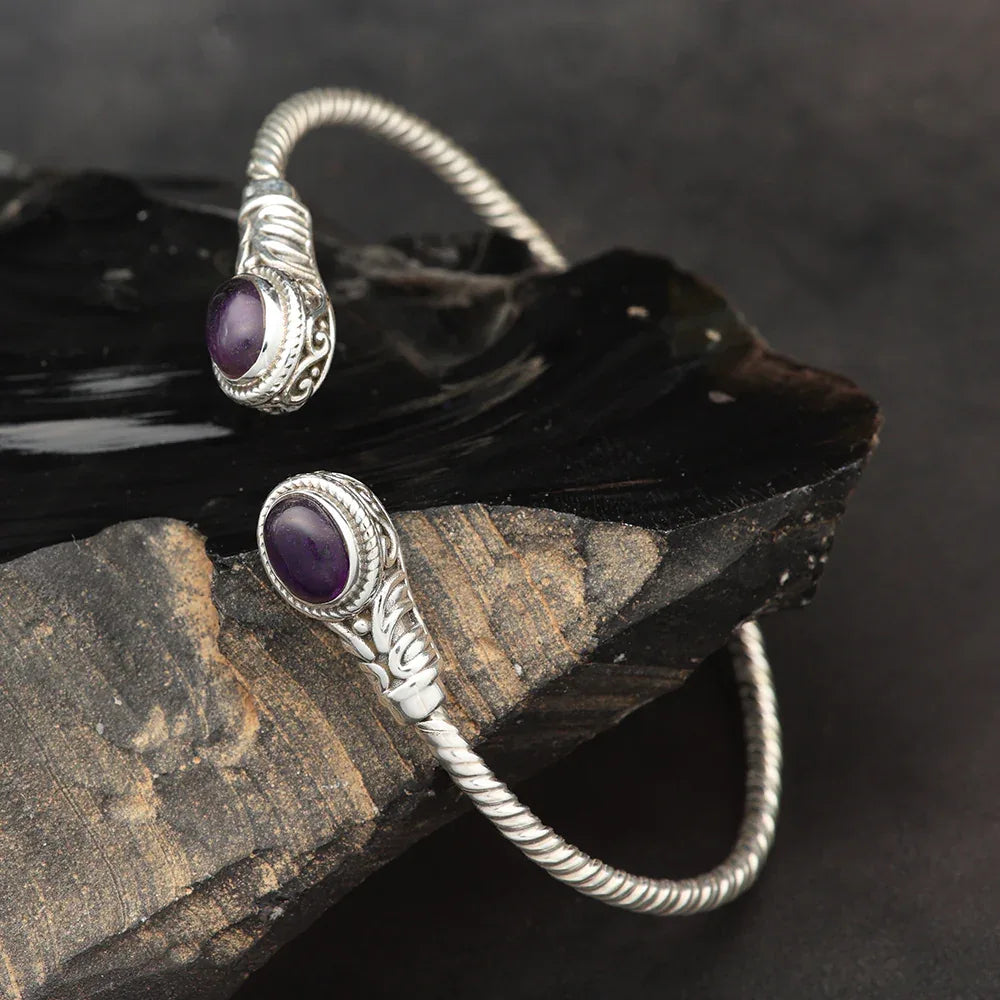 Amethyst Armreif 925er Silber edler Armschmuck für Damen