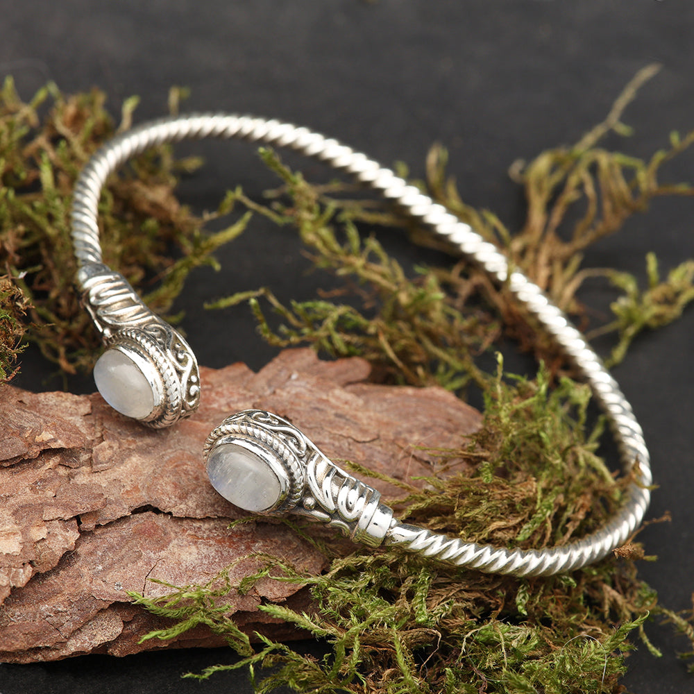 Mondstein Armreif 925er Silber edler Armschmuck für Damen