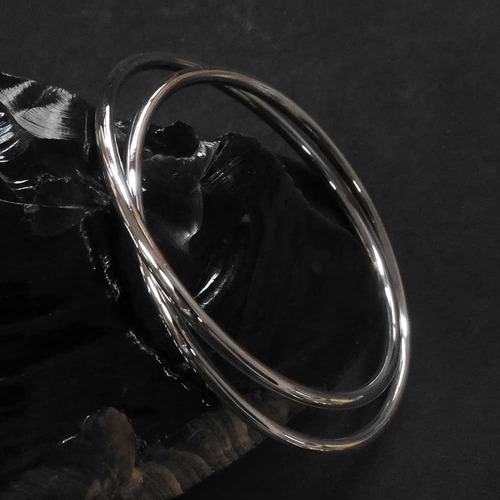 Set 2 Armreife Sterlingsilber Damen Armschmuck 3mm Stärke schlicht elegant