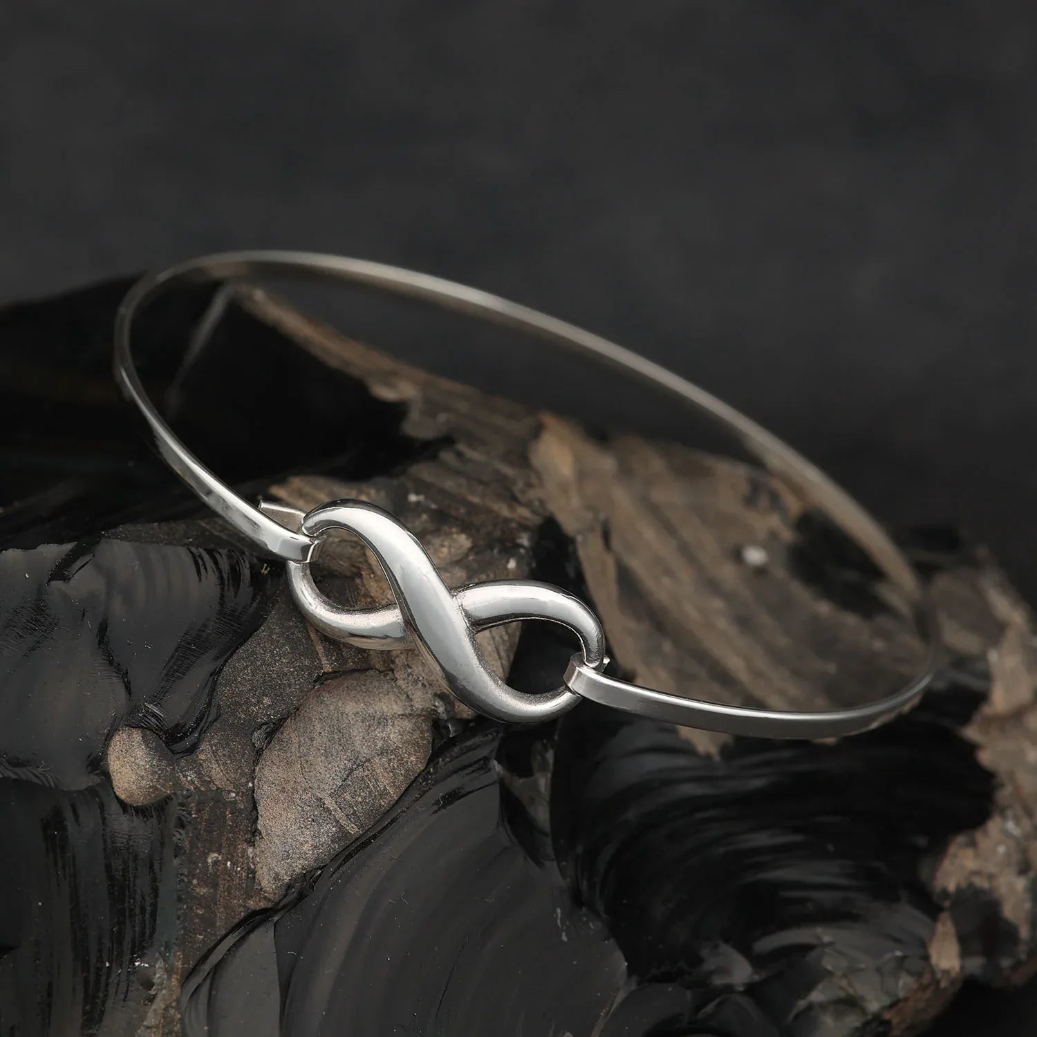 Infinity bangle for women, 925 sterling silver