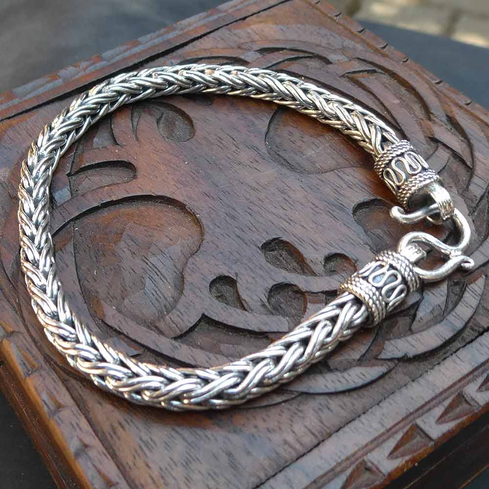 Grob geflochtenes Armband Wikinger handgeschmiedet 925 Silber