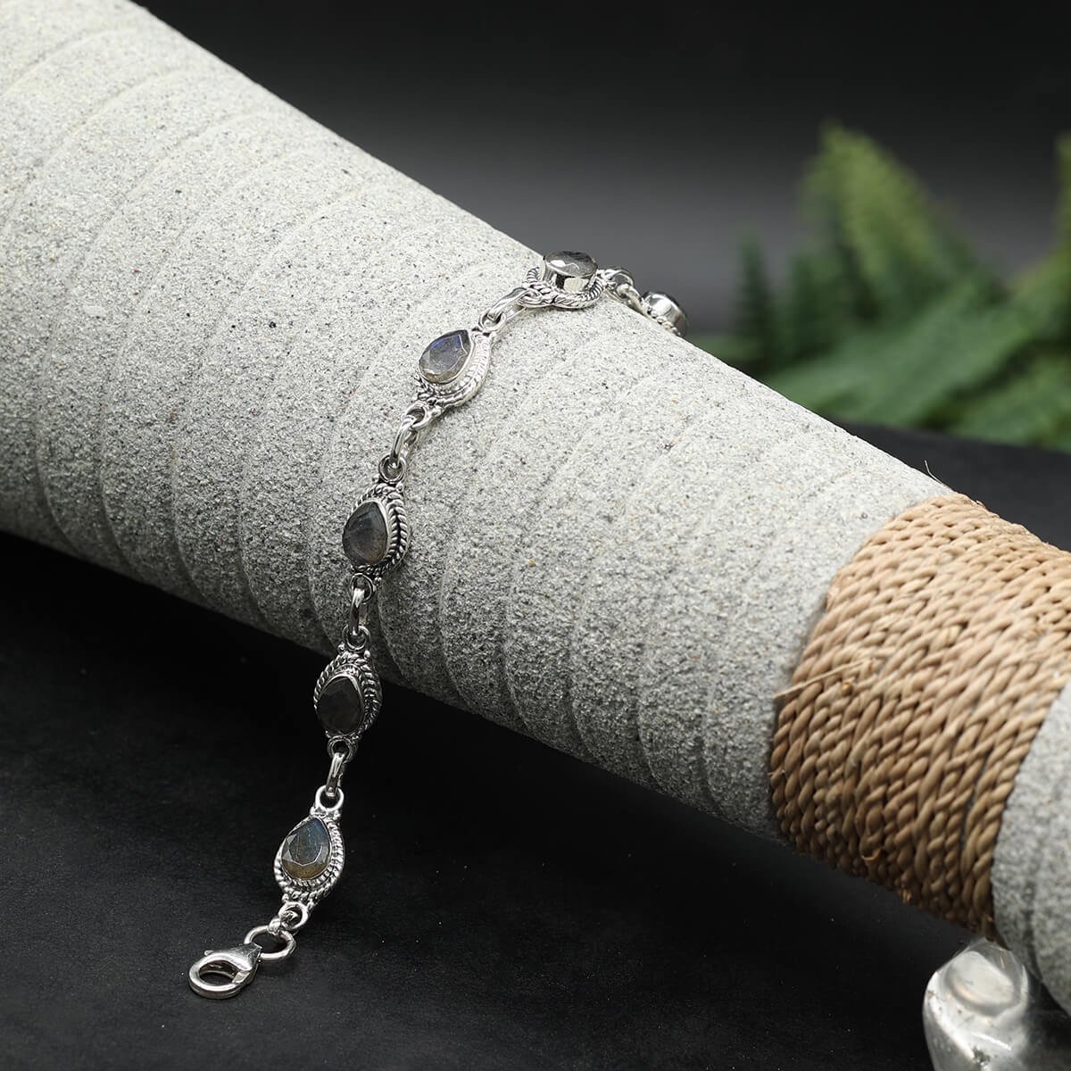 Silber Armband Labradorit tropfen facettierte Edelsteine edler Armschmuck