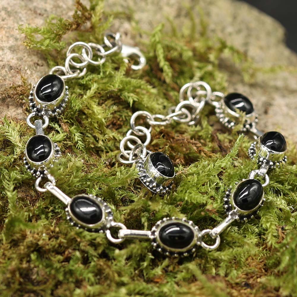 Onyx Armband-edel Silber Damen Armschmuck Edelstein schwarz