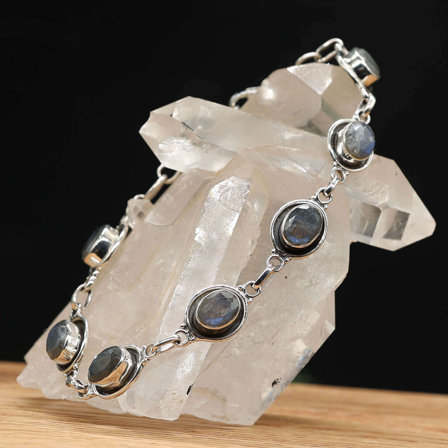 Edelstein Armband 925 Silber Labradorit