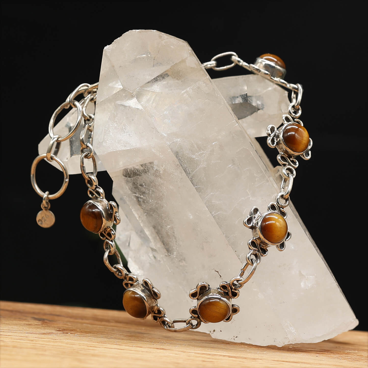 Edelstein Armband 925 Silber Tigerauge