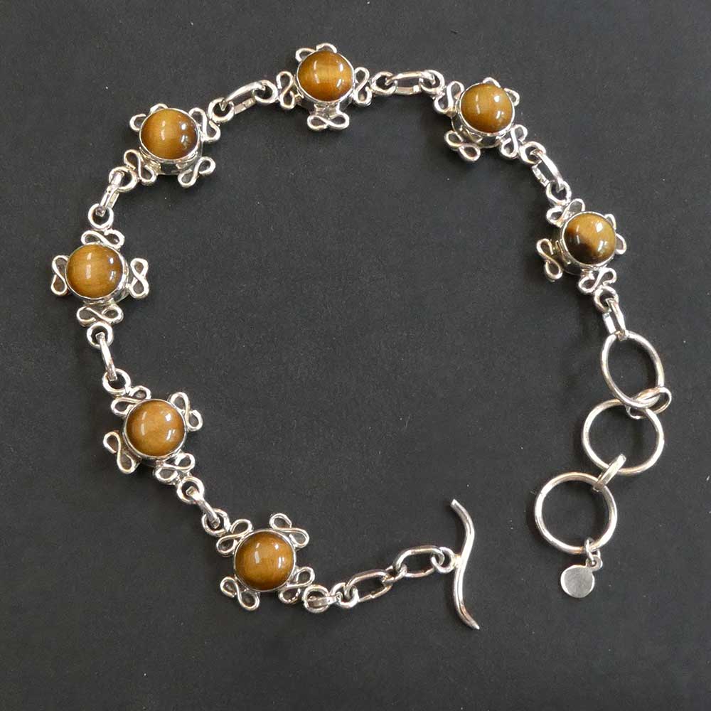 Tigerauge Armschmuck aus 925er Silber edeles Damen Armband