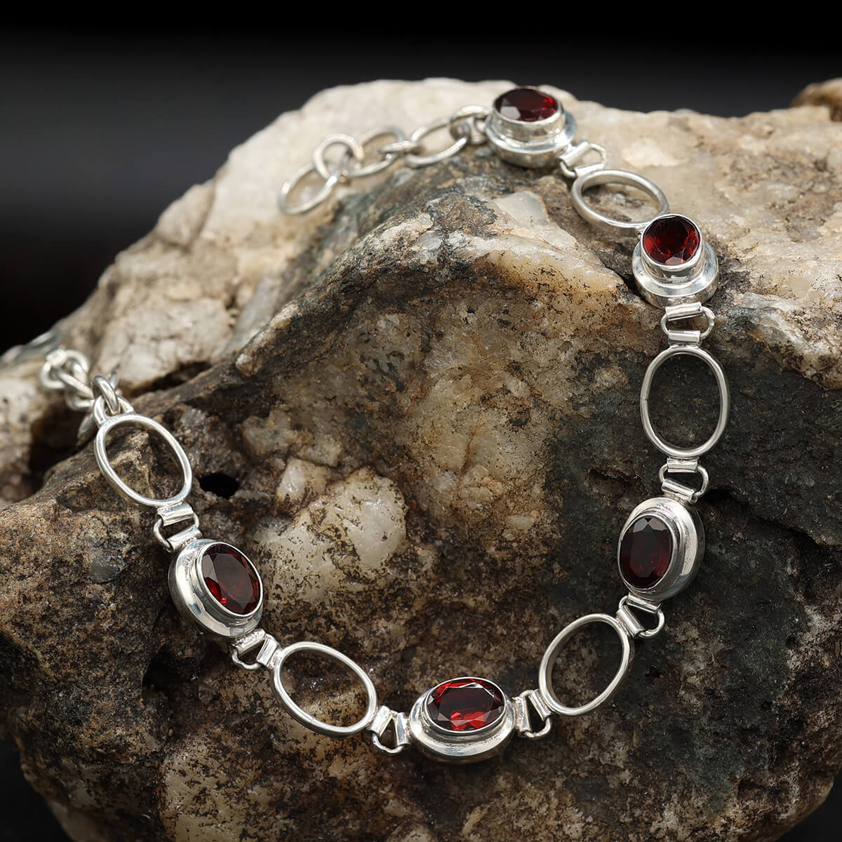 Garnet Bracelet 925 Silver Arm Jewelry