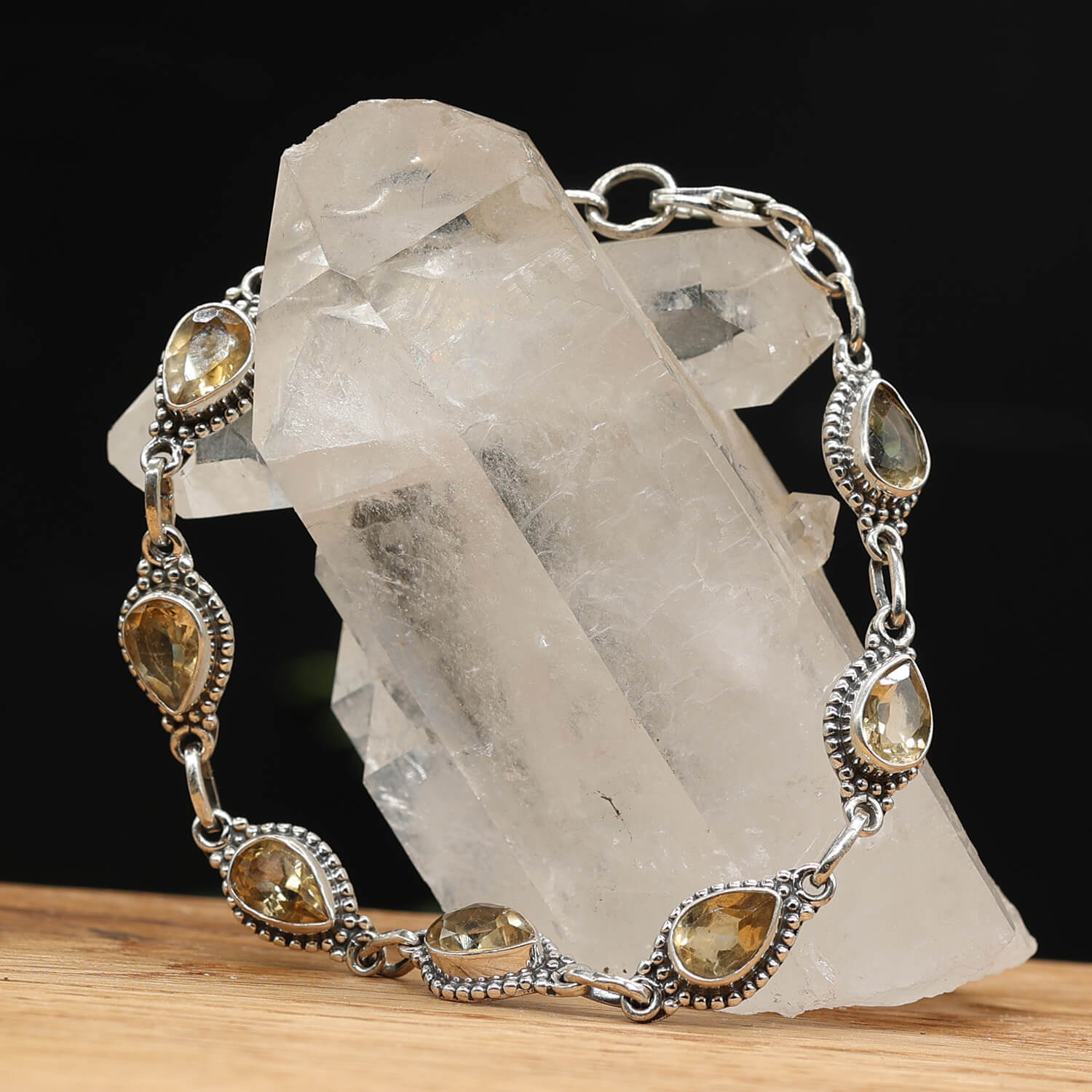 Edelstein Armband 925 Silber Citrin