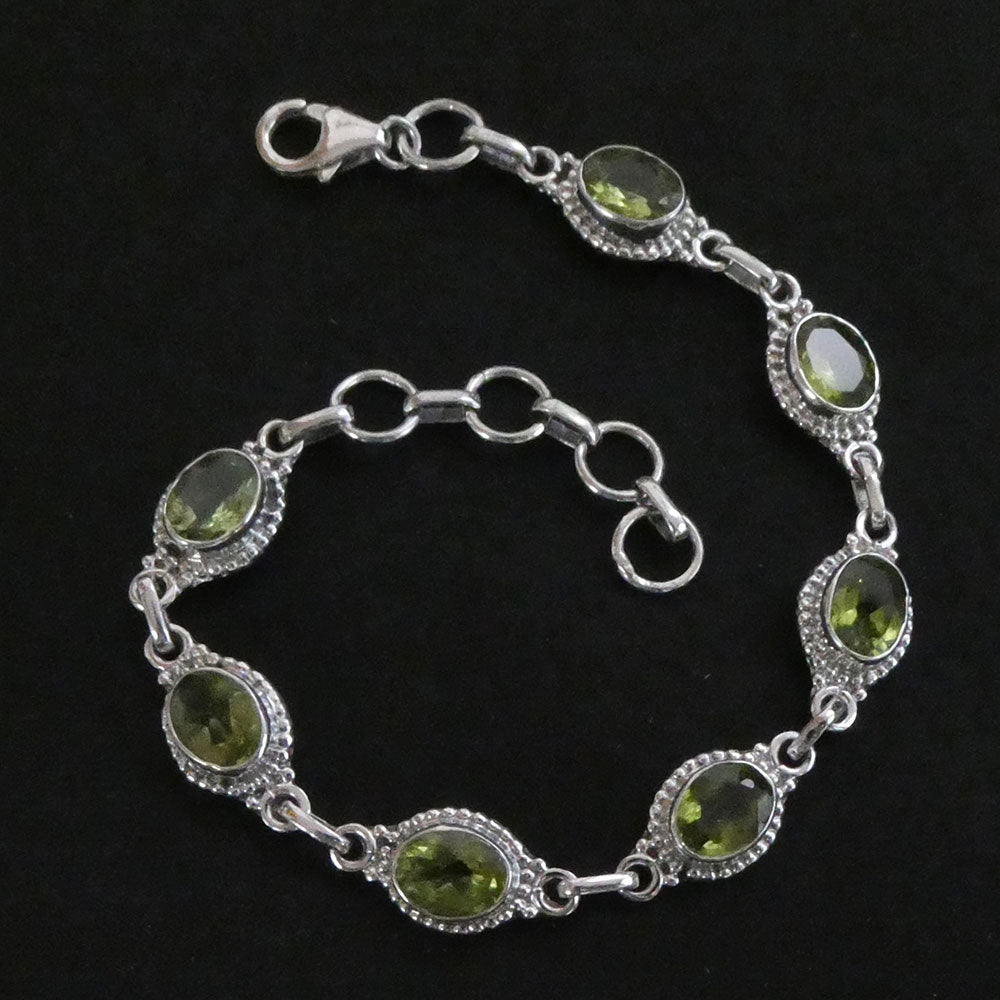 Peridot Armschmuck 925 Silber Armband Damen Edelstein größenverstellbar