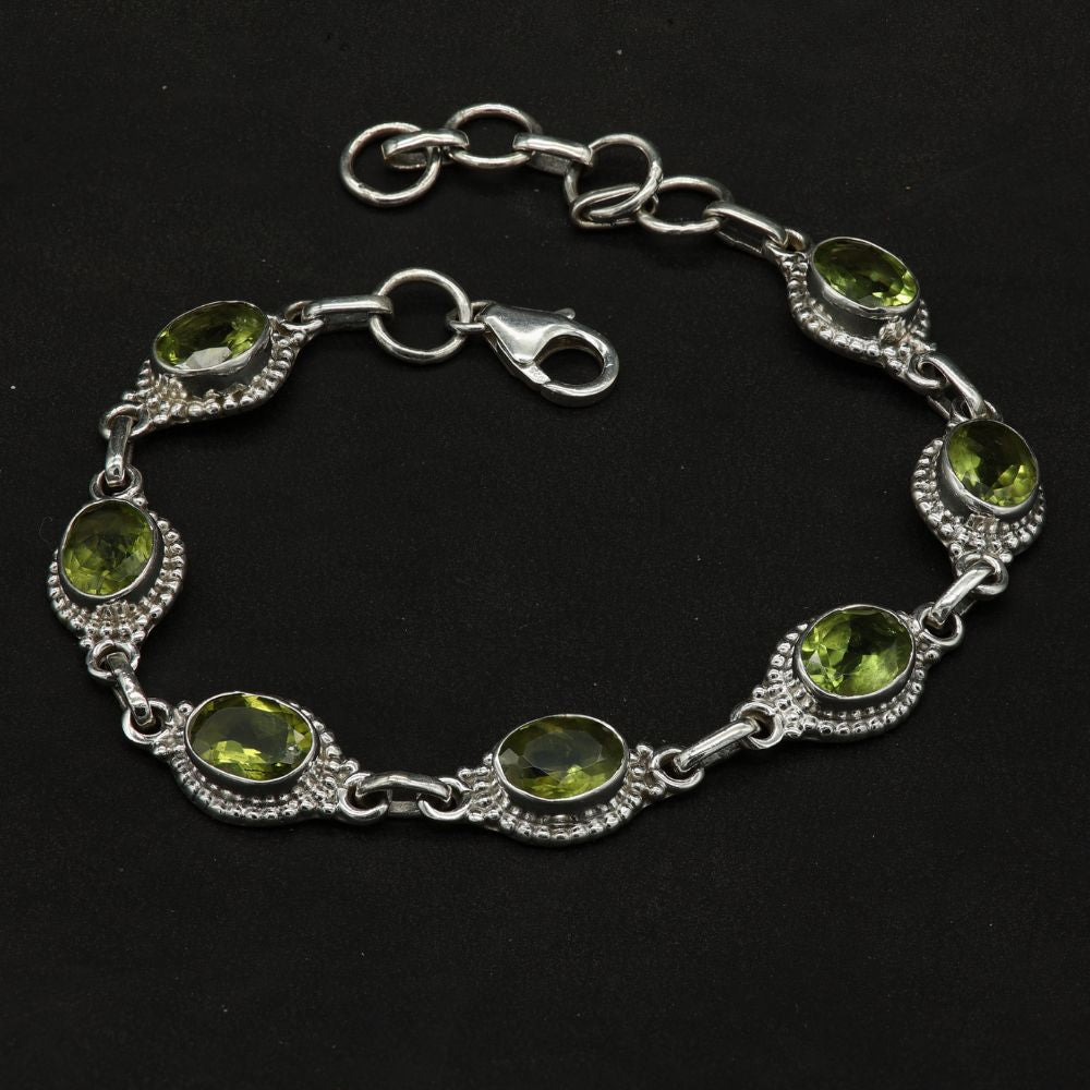 Peridot 925 Silber Armschmuck Armband Damen Edelstein größenverstellbar