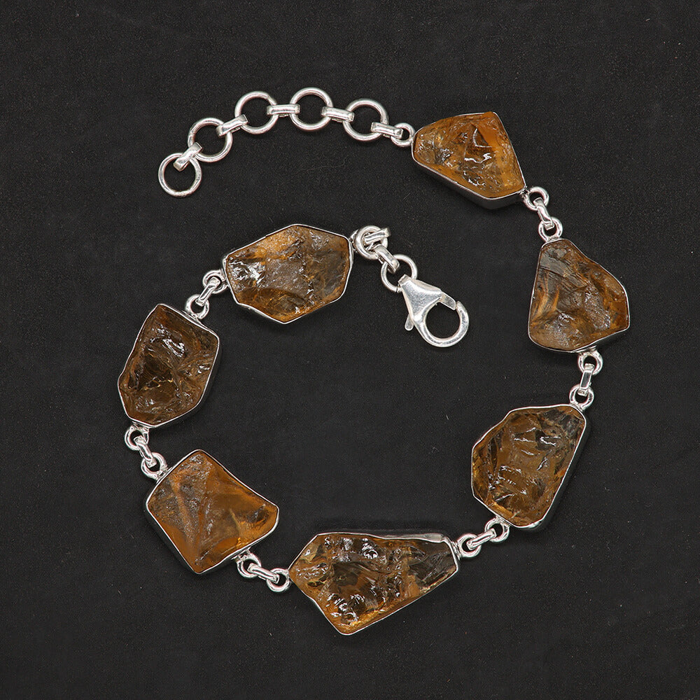 Edelstein Citrin ungeschliffen Silber Armschmuck Damen Armband