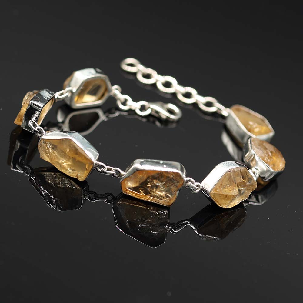 Citrin Armband 925 Silber Rohsteine edler Steinschmuck