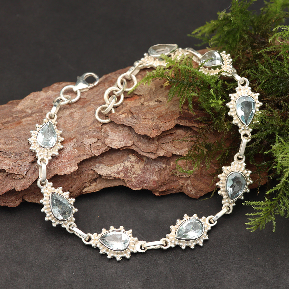 Blauer Topas Edelstein Armband edler Damen Armschmuck 925 Silber Schmuck