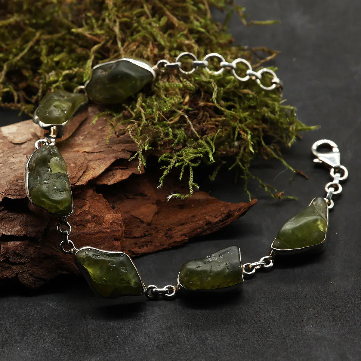 Peridot Armband Rohsteine Edelstein Armschmuck Sterlingsilber