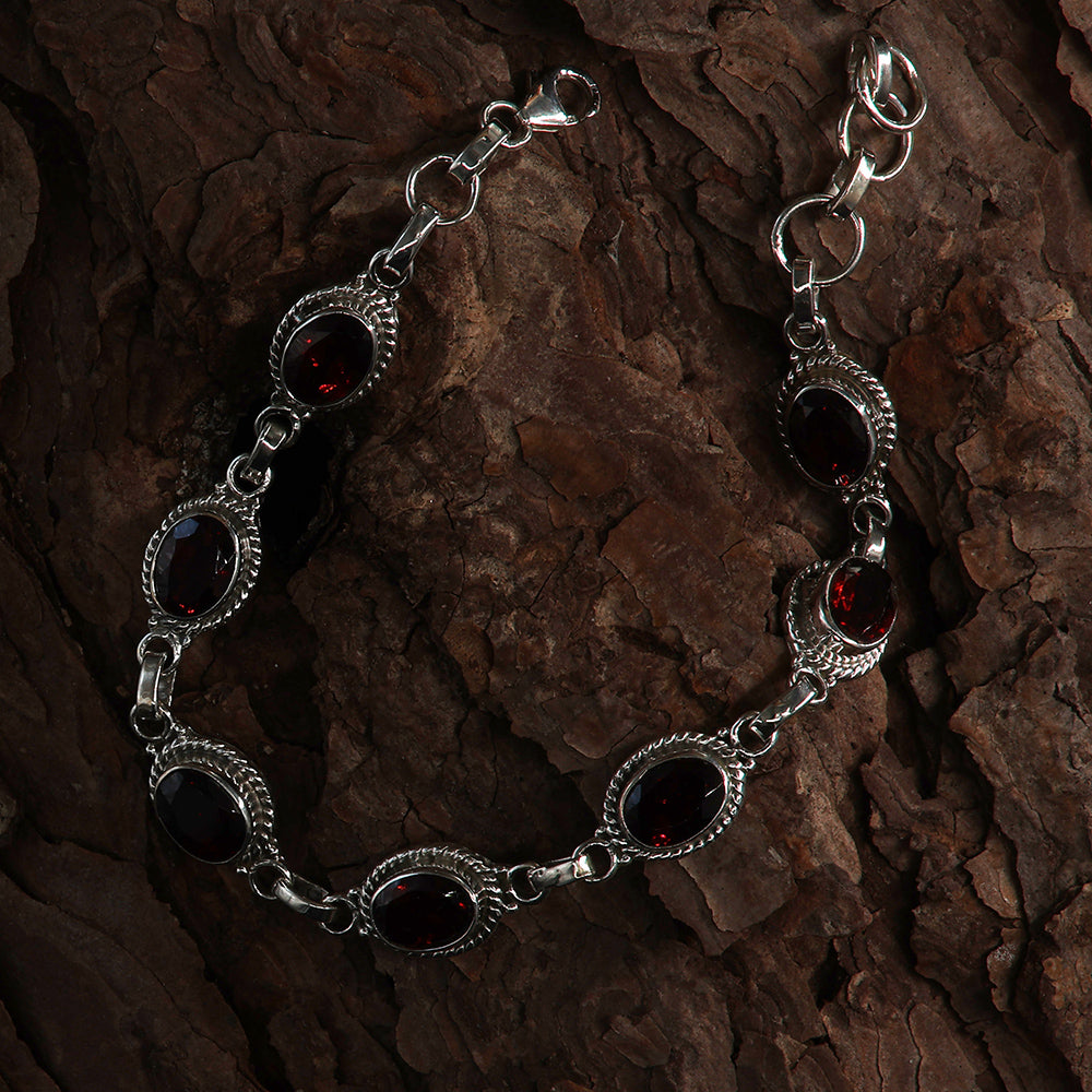 Granat Silber Armband edel mit hochwertigen Granat Edelstein