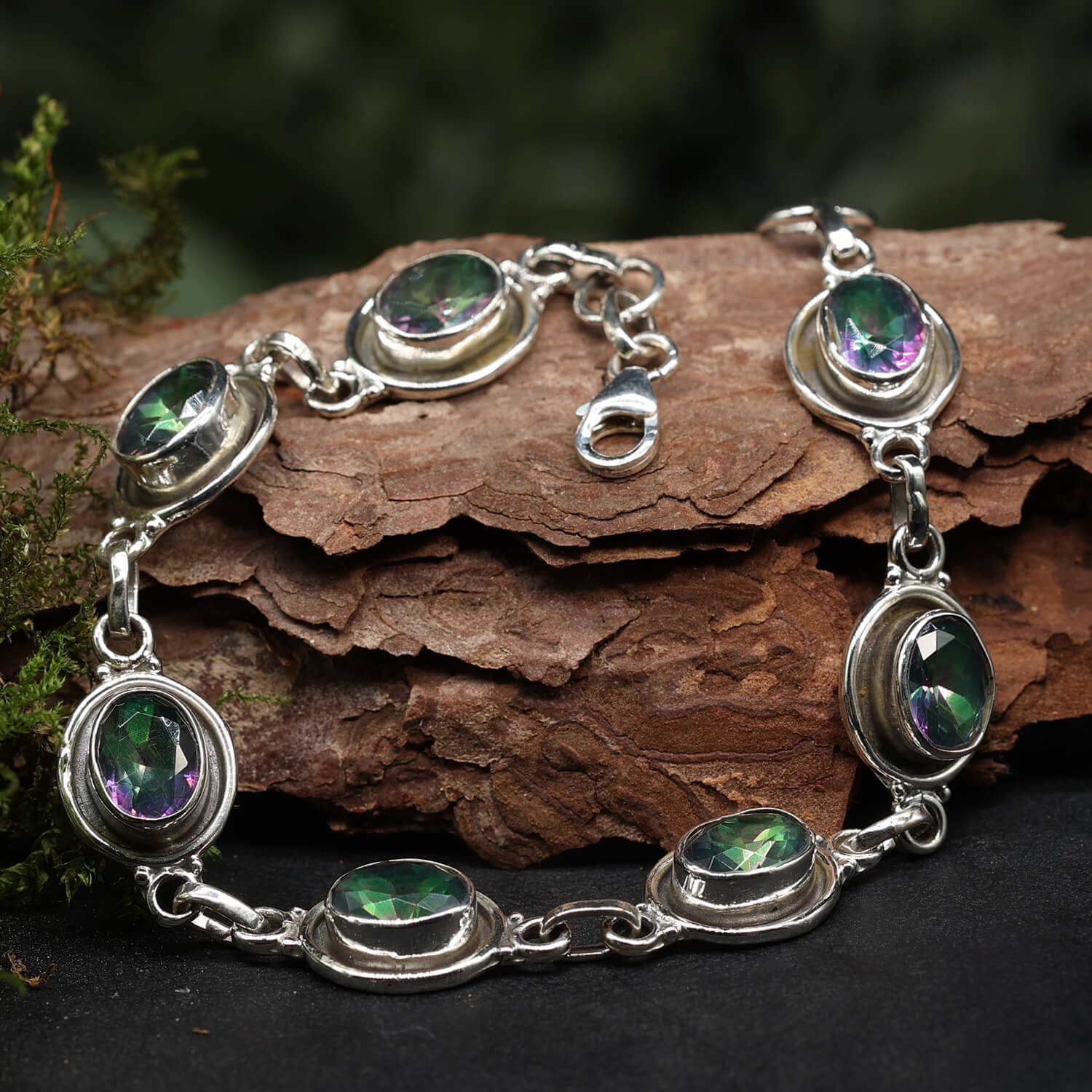 Armband Silber Steine Mystik Quartz Armschmuck