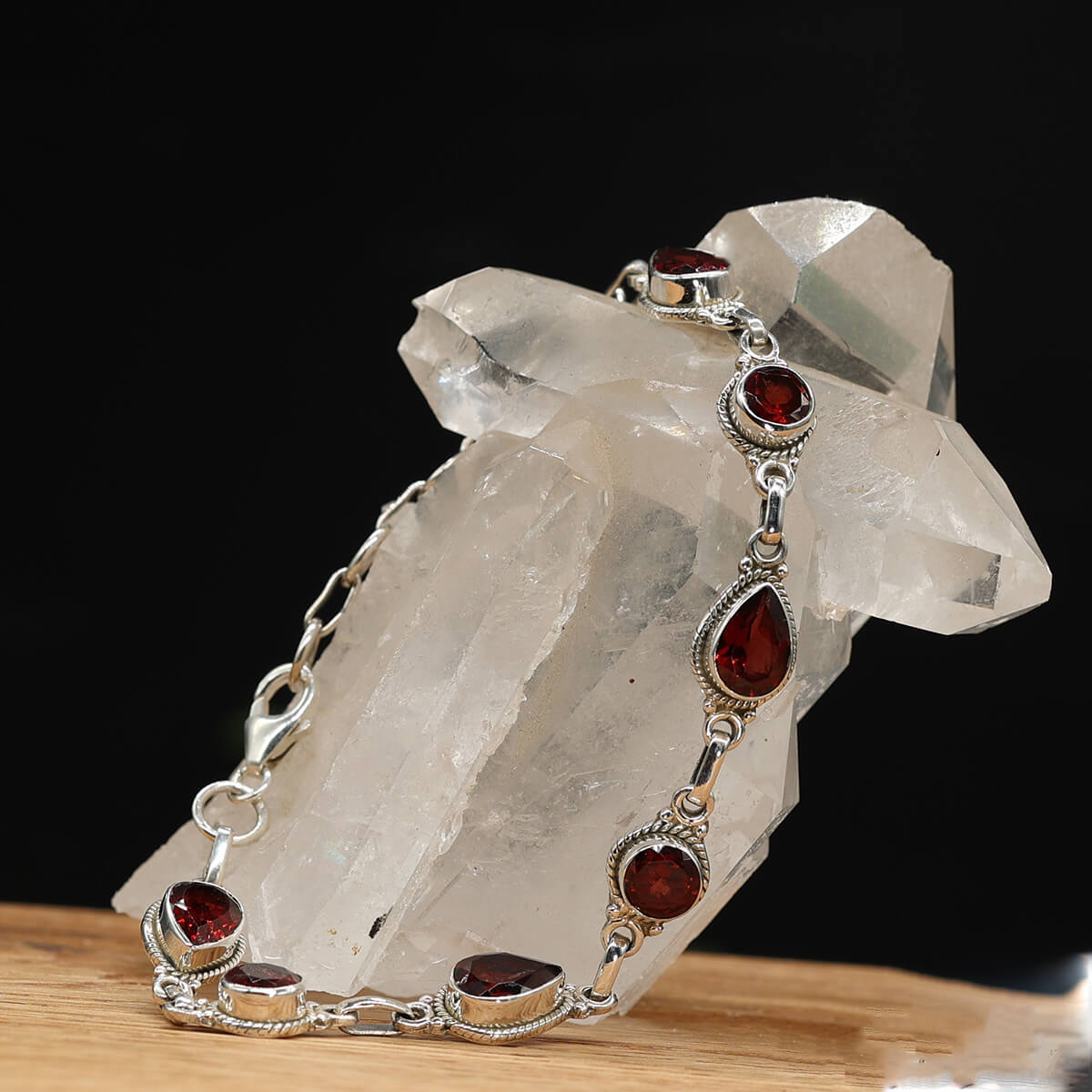 Edelstein Armschmuck zeitlos 925 Silber Granat