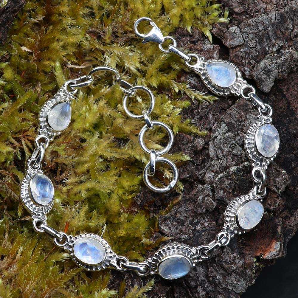 Mondstein Armband Edelstein Damen Armschmuck 925 Silber