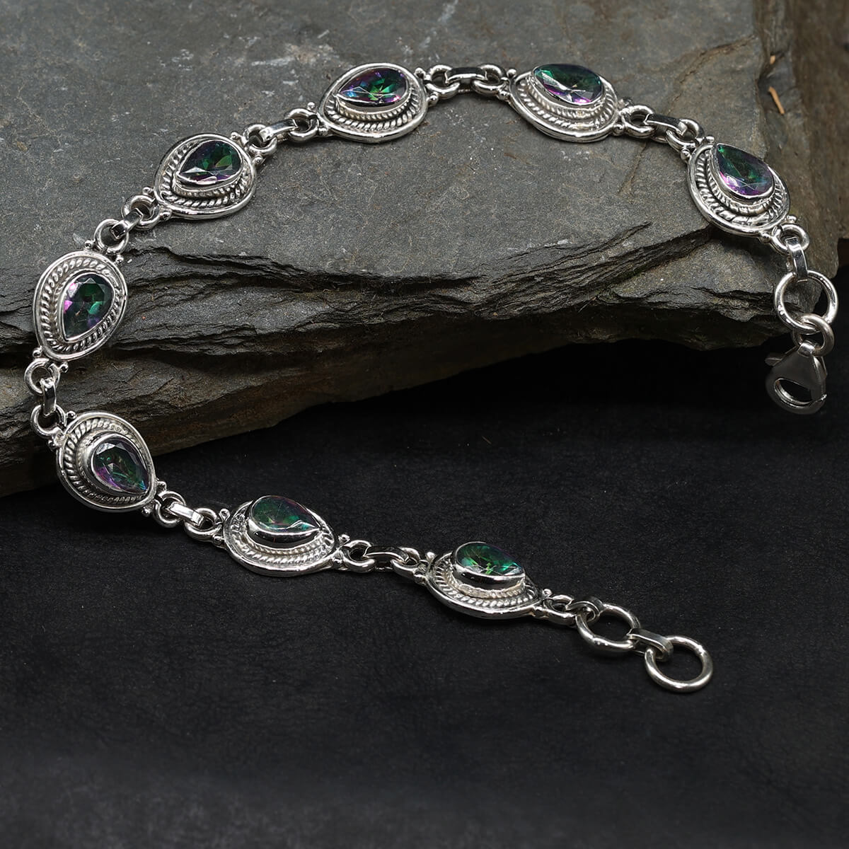 Armband Silber Edelstein Mystik Quartz Armschmuck Damen 925 Silber