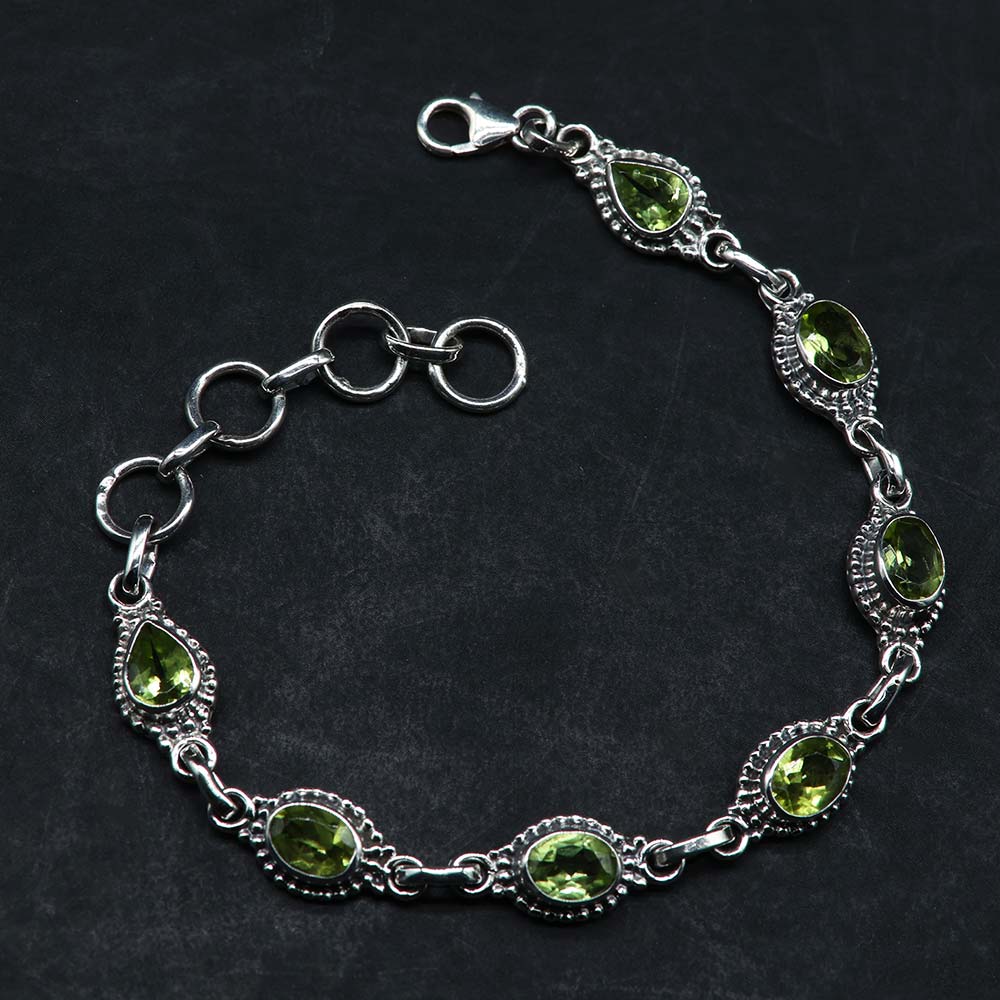 Edelstein Armband Peridot in Sterlingsilber gefasster Damen Armschmuck