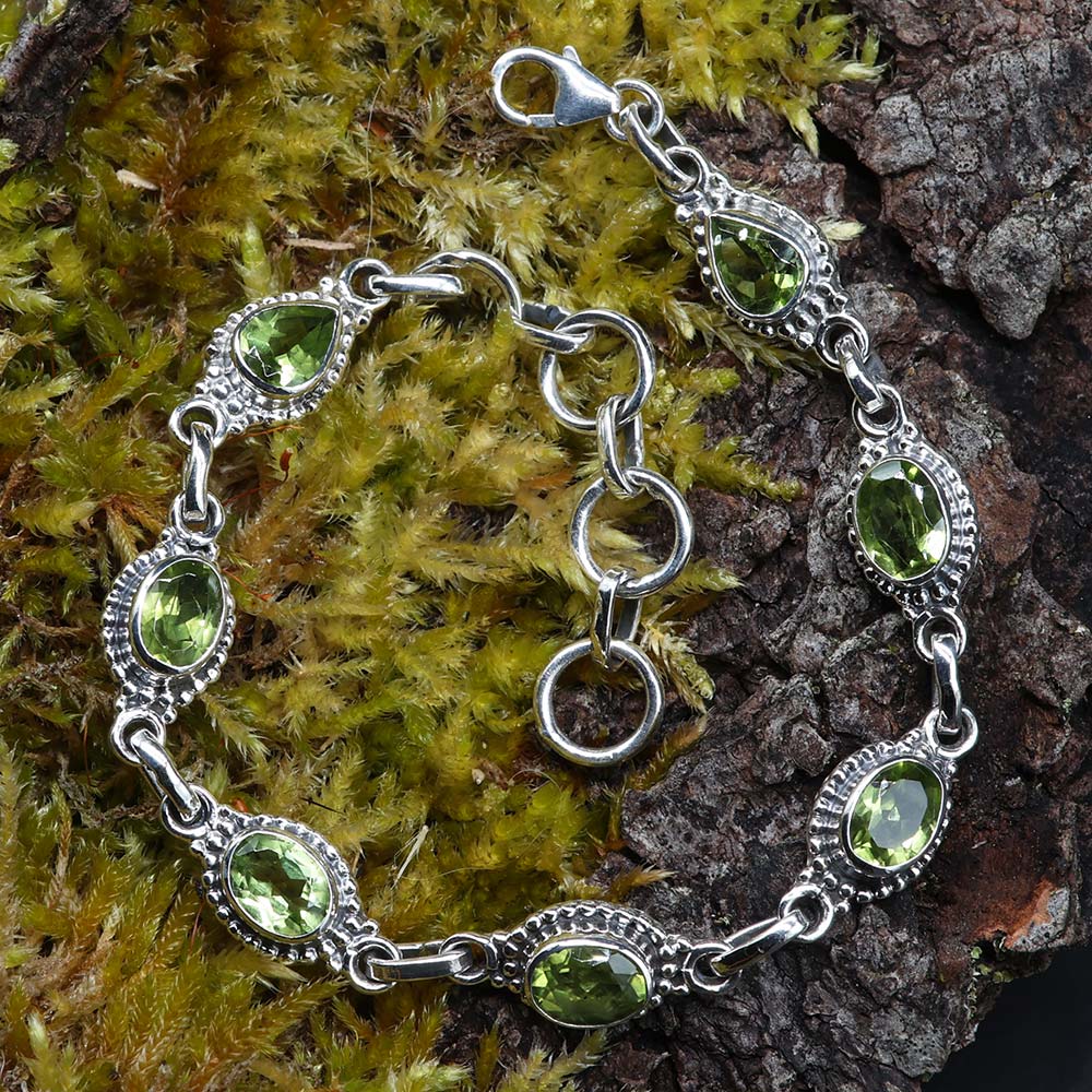 Edelstein Armband Peridot in Sterlingsilber gefasster Damen Armschmuck