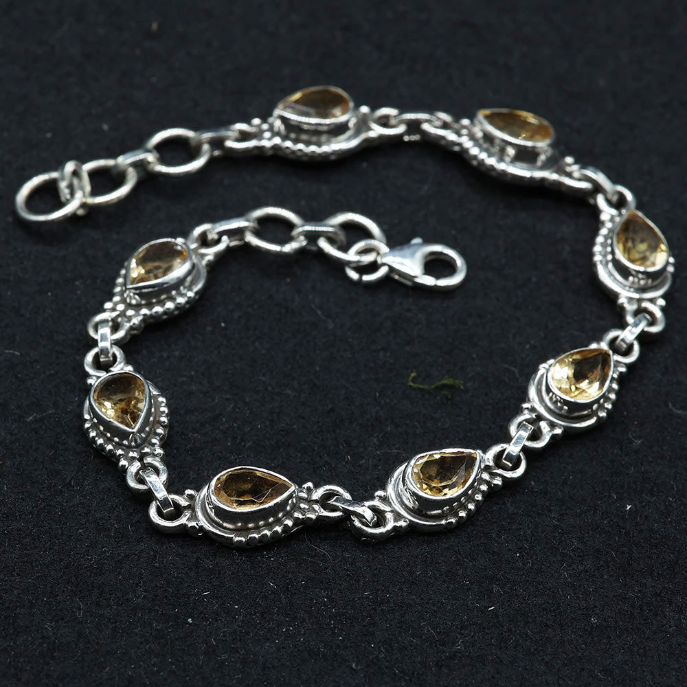 Citrin facettiert 925 Silber Damen Armband aus Sterlingsilber edlen Steine