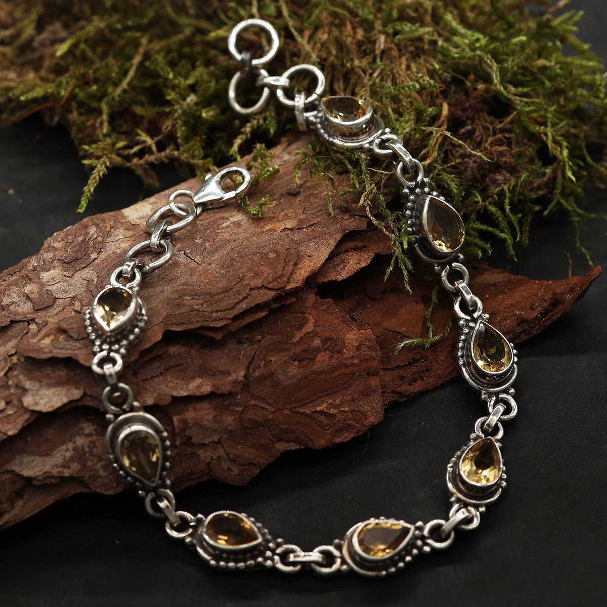 Silber Armband Citrin edler Armschmuck für Damen 925 Sterlingsilber