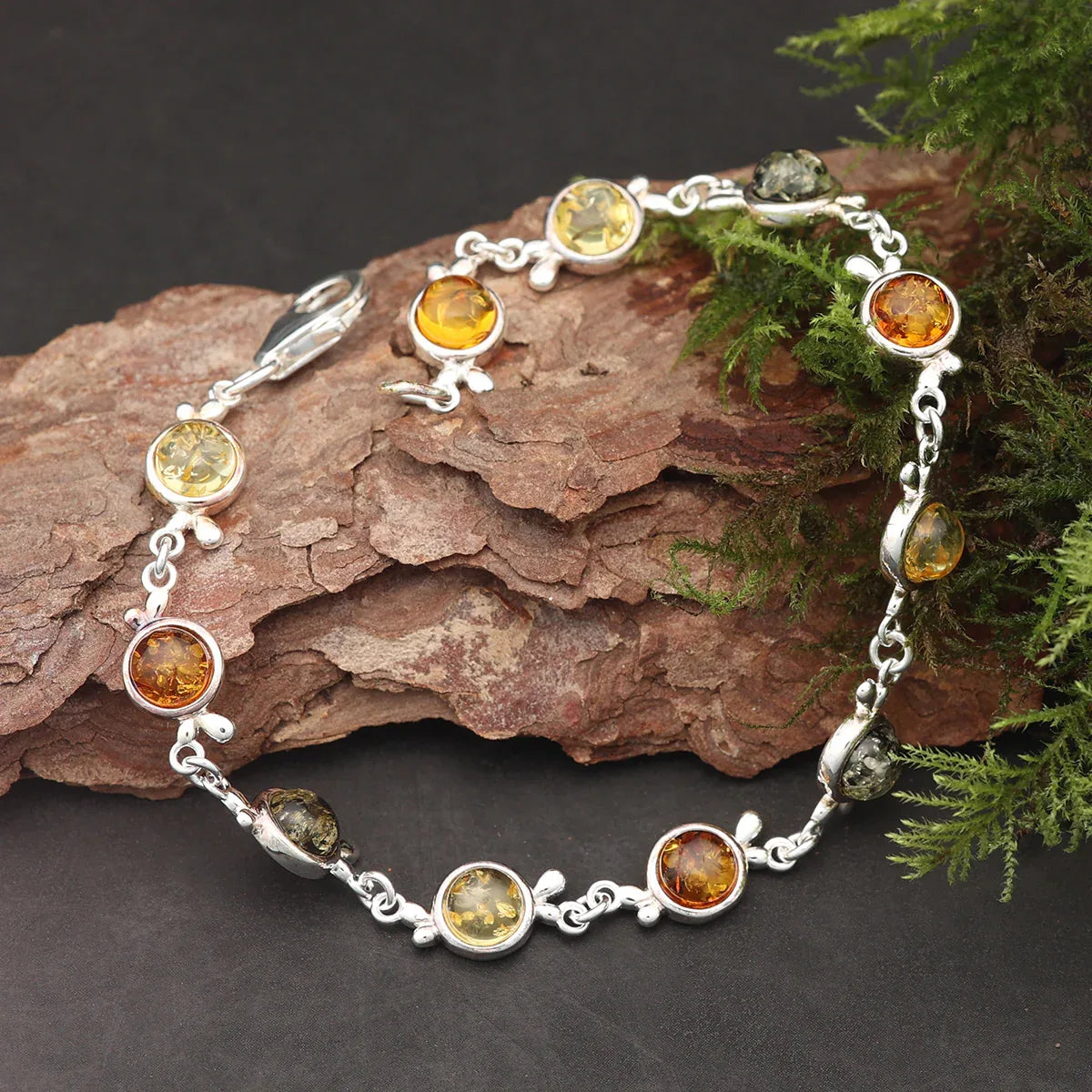 Feines Bernstein Armband 925 Silber Armschmuck