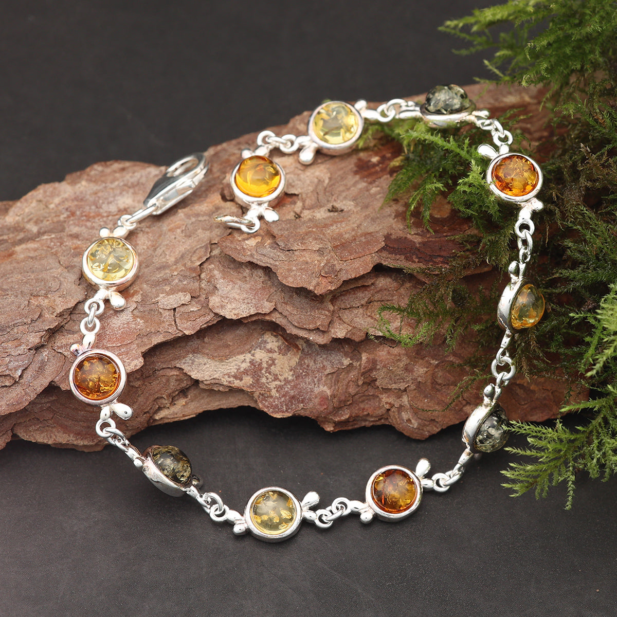 Bernstein Armschmuck Damen Armband 925 Silber diverse Farbtöne