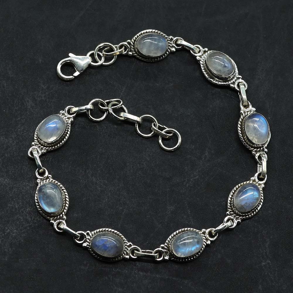 Mondstein Edelstein Armband 925 Silber zart gefasst edler Armschmuck