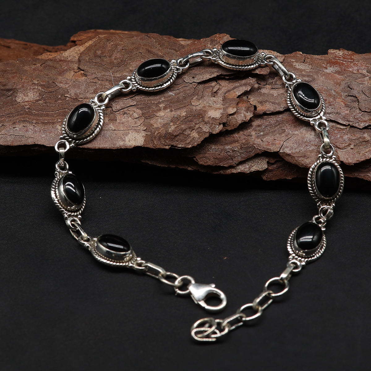 Black Onyx Bracelet 925 Silver Jewelry